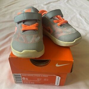 Nike Revolution 3 Kids Shoes - Gray and Orange